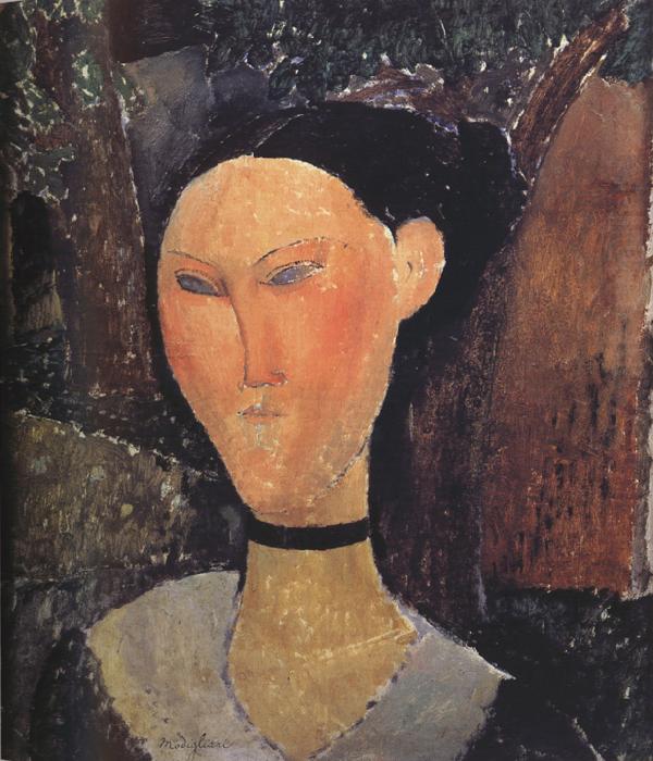 Woman with a Velvert Ribbon (mk39), Amedeo Modigliani